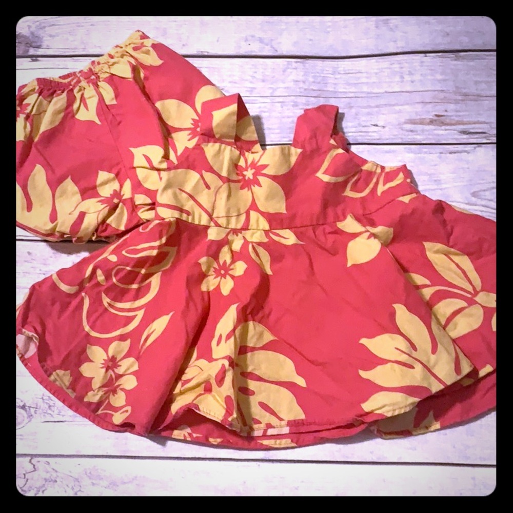 Hawaiian print dress and bloomers